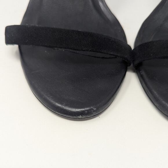 Joie Abbott Ankle Strap Suede Open Toe Heels with Zipper Black Size 38.5 - Picture 9 of 13